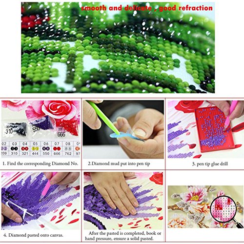 Wishwin 5D DIY runder Diamant-voller Stickerei-bunter Anstrich-Querheftungs-Dekor - 2