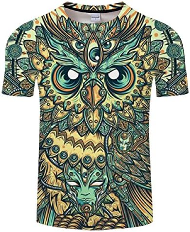 XNRHH Men and Women Lovers Hip-Hop Loose Large Size Street Style Blouse Owl Print Pattern Short Sleeve T-Shirt,TX123-XXXXL