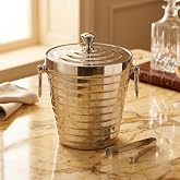 Paslanmaz &Ccedil;elik Buz Kovası, G&uuml;m&uuml;ş, Maşa Dahil, Kapaklı, Halkalı Saplı, Bar Aksesuarı 2 litre
