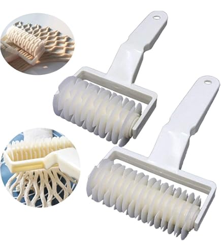 Rullo Tagliapasta Per Reticolo Qivine - In Acciaio Inox Con Manico Legno, Per Biscotti, Torte, Pane