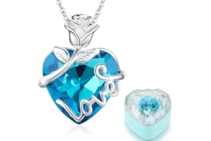 llyish Collar Mujer Plata Corazón con Rosa Eterna Caja Regalos Originales para Mujer Cumpleaños Joyas Regalo para Novia Mama Aniversari Navidad Aniversario Día de San Valentín Día de la Madre