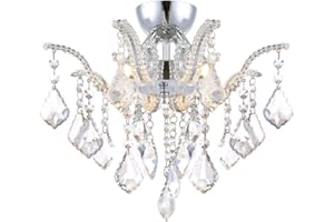 ‎LEWIMA Glas Kristall Kronleuchter Deckenleuchte mit K9 Glaskristallen Wohnzimmer Deckenlampe Ø40cm 4x G9 LED Leuchtmittel