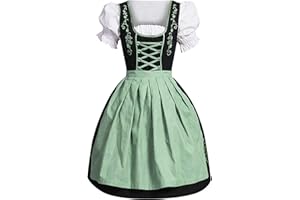 GENERIC Dirndl Damen Midi - Trachtenkleid Grosse Grössen Dirndlkleid Trachten Kleid Schürze Dirndel Trachtenmode Dirndelkleider Dirndl & Dirndl-Sets für Frauen Mädchen Oktoberfest Outfit