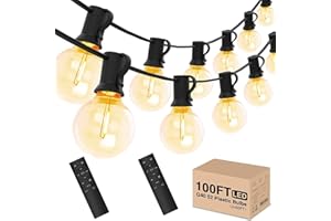 Yuucio Catena Luminosa Esterno con Telecomando, 30M Dimmerabile Catene Luminose Esterni con 52 LED Lampadine, Giardino Luci da per Festa Matrimonio Cortili Pergole