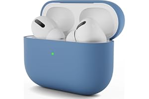 ORNARTO Etui kompatybilne z AirPods Pro, ochronne etui z płynnym silikonem do AirPods Pro 2019, miękkie etui z przodu LED, widoczne silikonowe etui, niebieskie
