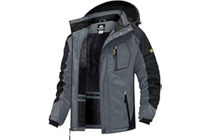 GEMYSE Uomo Giacca da Sci impermeabile montagna Giacche Pile invernale antivento Cappotto con Cappuccio