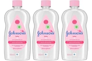 SAESR Johnson's 3-Pack Newborn Essentials Baby Oil 500ml. Hypoallergenic and pH-Balanced Baby Products. Paediatrician and Dermatologist-Tested Baby Essentials for Newborn.