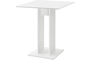 [en.casa] Tavolo da Cucina di Forma Quadrata 65 x 65 x 78 cm Tavolo da Pranzo per Monolocali/Studio Tavolo Fino a 2 Posti - Bianco