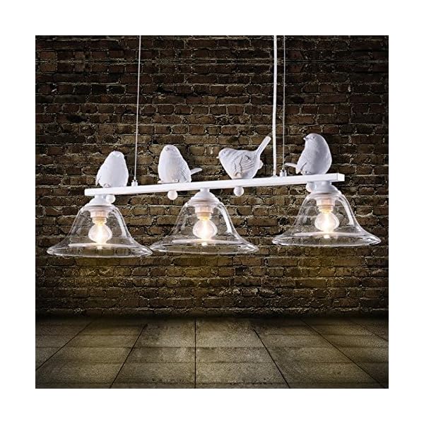 ONEPRE Art Deco 3 Lights Ceiling Chandelier Resin Island Pendant Lamp Lighting Fixture with Glass Lampshades for Kitchen Island, Dining Room, Bedrooms, Living Room, Bar, Club