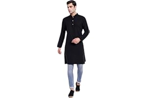 SKAVIJ Herren Baumwolle Lang Kurta Zwanglos Shirt
