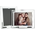 Aselected 2PCS 6X8 Glass Picture Photo Frames For Wedding Photos,Family Photos And Home Decoration,Freestanding,Portrait Or Landscape Display,Silver