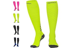 Awenia Calcetines de Compresión Deportivos Medias Transpirables para Hombres y Mujeres, Evitan el Sudor y la Fatiga, Protegen Las Articulaciones del Pie y la Pantorrilla, para Crossfit Fútbol