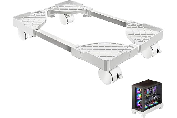 STOUCLA Lämplig för PC-torn-datorstativ, mobilt CPU-stativ, universellt CPU-stativ med fyra hjul, datorskrivbordsstativ, CPU-vagn under spelskrivbordet, färgen är svart.