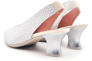 PITILLOS - 5193 Oro - Zapato Destalonado de Piel, con tacón, elástico, Suela de Goma, para: Mujer