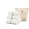 Homy Textiles Bamboo Baby Wash Cloth Flannel Face Cloth Pack of 6 25x25cm Extremely Soft Baby Flannels Face Towels for Sensitive Skin - Decorative 100% Cotton Storage Bag - Reusable Wipes