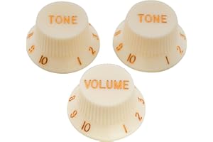 Musiclily Pro Imperial Pulgadas Tamaño Botones de Potenciómetros 2 Tono 1 Volumen Perillas Set para Guitarra Eléctrica USA Strat Style, Pergamino