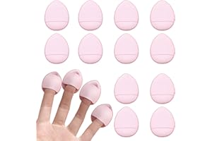 SUBTAVIK 12 Stück Finger Puderquaste Make-up Mini Puderquaste Weiche Puderquaste für Foundation, Concealer, Kosmetik, Foundation, Schwamm, Mineralpuder, Nass-Trocken-Make-up-Werkzeug (Rosa)