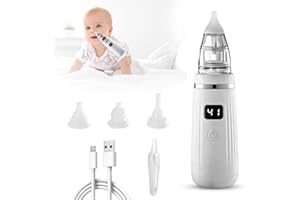 Nasensauger Baby, Bwaliffury Elektrischer Nasensauger Baby Staubsauger Wiederaufladbar Mit 5 Saugstärken 3 Silikonspitzen, Schleimlöser | Linderung für verstopfte, BPA-freie, Anti-Reflux-Design