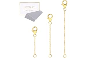 KISSPAT Lot de 3 rallonges de chaîne en or, rallonges en argent sterling 925 pour collier, bracelet, bijoux