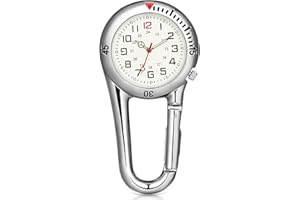 WUIOWPPIC Taschenuhr Digital Schwesternuhr Rettungsdienst Zubehör mit Karabiner Multifunktionale Krankenschwester Uhr mit Leuchtendes, Kleine Karabiner Uhr Sanitäter Silber