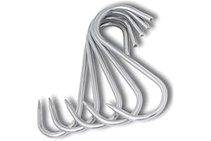 TronicXL Premium - Gancho en S de acero inoxidable, 180 mm x 8 mm, para carne, carnicero, incienso, acero inoxidable, Plateado