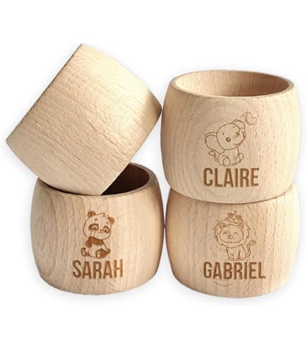 Décoration Table Mariage Noël 50 Ronds De Serviette En Bois Gravés Personnalisés - Mariage, Noël, Baptême - Décoration Table Decoration Table Noel Bois