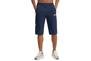 KEFITEVD Spodnie męskie 3/4 ze stretchu, lekkie spodnie rowerowe, krótkie spodnie trekkingowe, letnie, szybkoschnące, oddychające, cienkie spodnie capri z kieszeniami na zamek błyskawiczny, na wiosnę,