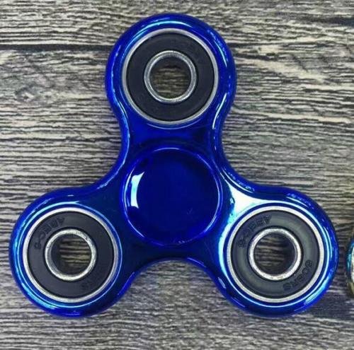 Anti Stress EDC Fidget Toys Finger Hand Spinner Metallic Plating Autism UK (BLUE)