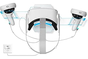 RCSTYLE Hibloks VR - Soporte de pared para Meta/Oculus Quest 2, soporte RGB LED VR para Meta/Oculus Quest 2 accesorios, estación de carga magnética para auriculares y controlador Quest 2