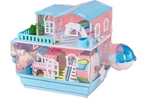 xixi-home Gabbia per criceti Gabbia per criceti nani siriani Gabbia per piccoli animali a 3 livelli Gabbie per criceti in acrilico completamente trasparente con kit (2 Layer（color）, Blue)