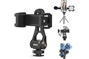 COMAN Handy Stativ Adapter, Metall Handyhalterung Stativ mit 2 Cold Shoe, 360º Rotation Handy Halterung Stativ mit Arca-Swiss, Smartphone-Halterungsadapter für iPhone, Samsung, Huawei Smartphone