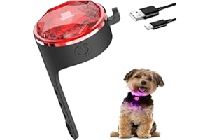Tubasion Hundehalsband LED Leicht, USB-C Wiederaufladba Hundelicht für Hundegeschirr Silikon, IP65 wasserdichte LED Blinklicht Schulranzen, Licht Leuchtanhänger Hund für Laufen, Camping(Rot)