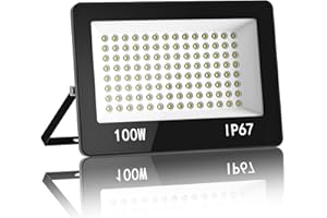 HAPYLUMI Projecteur LED Exterieur 100W, 10000LM Spot LED Extérieur Puissant 6500K Blanc Froid, IP67 Imperméable Eclairage Sécurité pour Jardin, Patio, Garage,Terrasse, Entrepôt