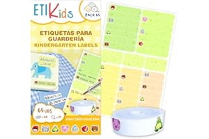 ETIKIDS PACK FUNNY: 40 Etiquetas Adhesivas + 25 Etiquetas de Tela Termoadhesivas (Cuentos)