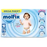 Molfix Mega Paket Bebek Bezi, 6 Beden, 72+8 Adet Hediye, 15+ kg, Ultra Emici, Rahat ve Kuru