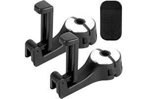 XTDMJ Auto Kopfstützen Haken, 2 Stück Kopfstützenhalterung Auto Haken und 1 Auto Antirutschmatte, Autositzhaken mit 360° Drehung Handyhalterung für Handtaschen, Geldbörsen