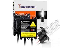 Teguangmei H7 55W Car HID Xenon Conversion Kit 6000K Xenon White Headlight Bulbs + 2Pcs 55W AC Ultra Slim Quick Start HID Ballasts Replace for Car Vehicles Headlight High/Low Beam Xenon Kit