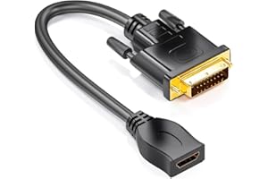 deleyCON Câble Adaptateur DVI vers HDMI - DVI Mâle vers HDMI Femelle 24+1-1080p Full HDTV 1920x1080 - Contacts Dorés - TV Beamer PC - Noir