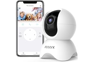Assark 5MP HD Indoor Camera 2.5K Security Camera, Pet Camera WiFi Camera for Home Security, 360° Pan Tilt with AI Human Detection, Baby Monitor with Sound Detection, 2-Way Talk, Night Vision (White)