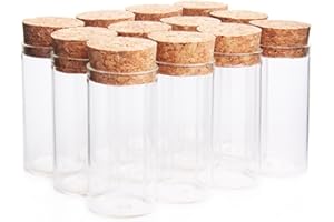 Danmu Art 12 pcs 25ml 30mm x 60mm Mini Glass Bottles Jars with Wood Cork Stoppers