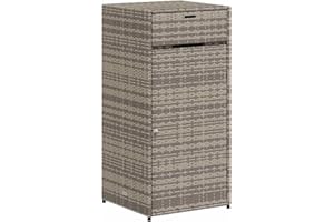 vidaXL Armoire de Rangement de Jardin, Organisateur de Terrasse avec Porte, Meuble d'Extérieur Patio Arrière-Cour, Gris Résine Tressée