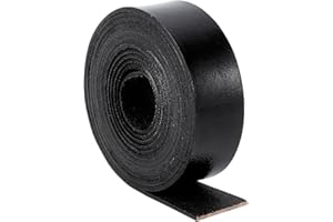 GORGECRAFT Strisce di Pelle di Bufalo Pieno Fiore 2m*25mm*2mm - Cinturino Nero di Vera Pelle Piatta per Braccialetti, Creazione di Gioielli, Maniglie, Cinture - Intrecciatura di Vacchetta