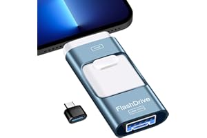 Sunany 256GB USB Flash Drive, USB Stick with iOS/USB 3.0/Micro USB/Type-C Port, Photo Memory Stick External Storage, Multi-Port Thumb Drive for Phone/Pad/Android/Tablet/PC/Computer (Blue)