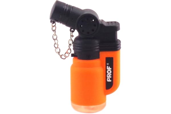 Briquet Tempête Chalumeau Torche Prof - Rechargeable gaz - Réglable (orange)