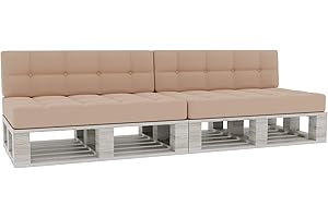 Gutekissen® Cuscini per pallet Cuscini trapuntati con bottoni, Cuscini per pallet trapuntato PFG 2xSet (Cuscino di seduta 120x80 +Schienale 120x40), Beige