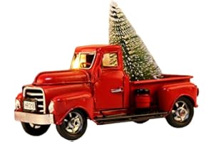 TOYANDONA Modello di Camion di Natale con Mini Albero di Natale Figurine di Auto in Metallo Vintage Giocattolo da Collezione Ornamento da Tavolo per La Casa Decorazione Centrotavola di