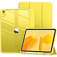 Vobafe Case for iPad A16 11th Generation 11 inch 2025/iPad 10th Generation 10.9 inch 2022, PC Clear Back Cover, Trifold Stand for iPad 11th/10th Gen with Pencil Holder, Auto Wake/Sleep, Yellow