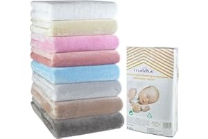 ‎MALIKA MALIKA® Jersey Cashmere-Touch Plüsch Kinder Spannbettlaken für Kindermatratze Kinderbett 60x120-70x140 Spannbetttuch Bettlaken, Farbe:Himmelblau, Größe:Doppelpack