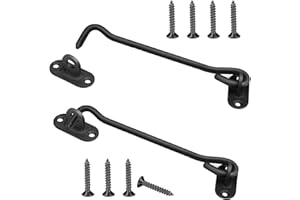 drado Sturmhaken Edelstahl Kabinenhaken mit Öse, 150mm Schloss Haken Türschlösser mit 8 Stück Schrauben (Schwarz)