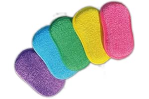 EPONGENIO - MYBO TV - Lot de 5 Éponges Double Faces Réutilisables - Lavables en Machine - Anti Rayure et Multi-Surfaces - Multicolores - 11 cm x 17 cm - Vu à la Télé